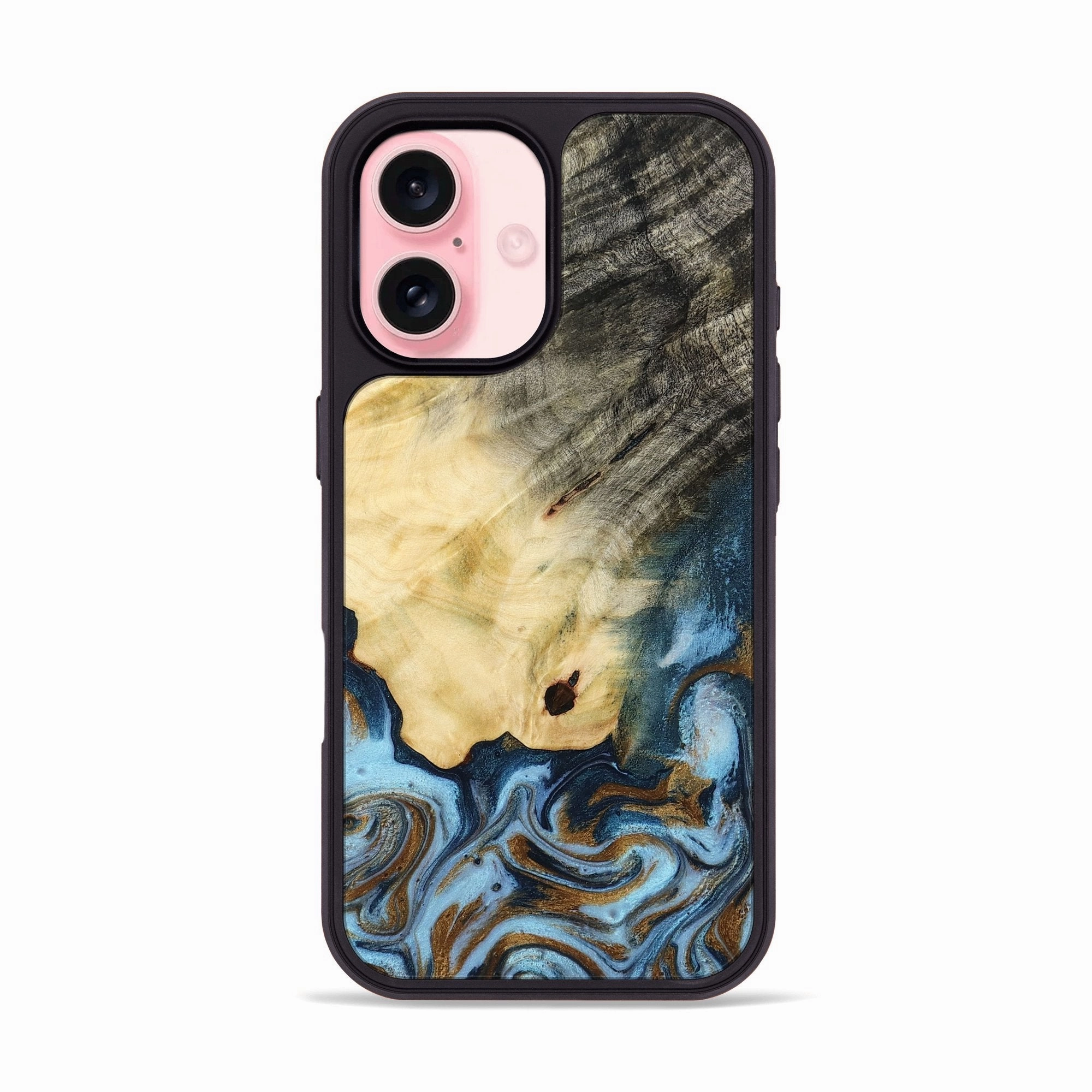 Iphone 16 Wood Phone Case - Zariah (Teal & Gold, 772567) Protective Film Anti Yellowing Film