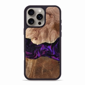 Anti Reflection Screen Iphone 16 Pro Max Wood Phone Case - Imani (Purple, 768124)