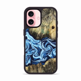 Scratch Protection Iphone 16 Wood Phone Case - Adah (Blue, 769702)