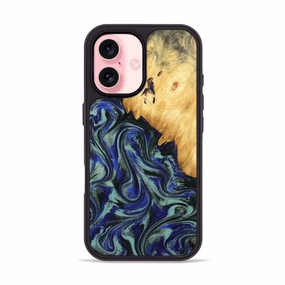 Ultra Slim Protector Slim Screen Protector Iphone 16 Wood Phone Case - Alycia (Blue, 780703)