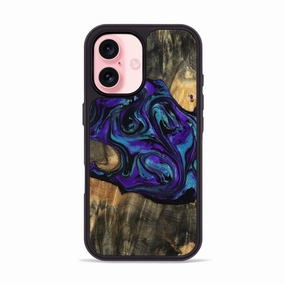 Crystal Clear Screen Iphone 16 Wood Phone Case - Lakisha (Purple, 770445)