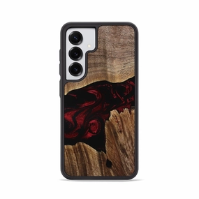 Shockproof Fingerprint Repellent Galaxy S25 Wood Phone Case - Emmy (Red, 771131)