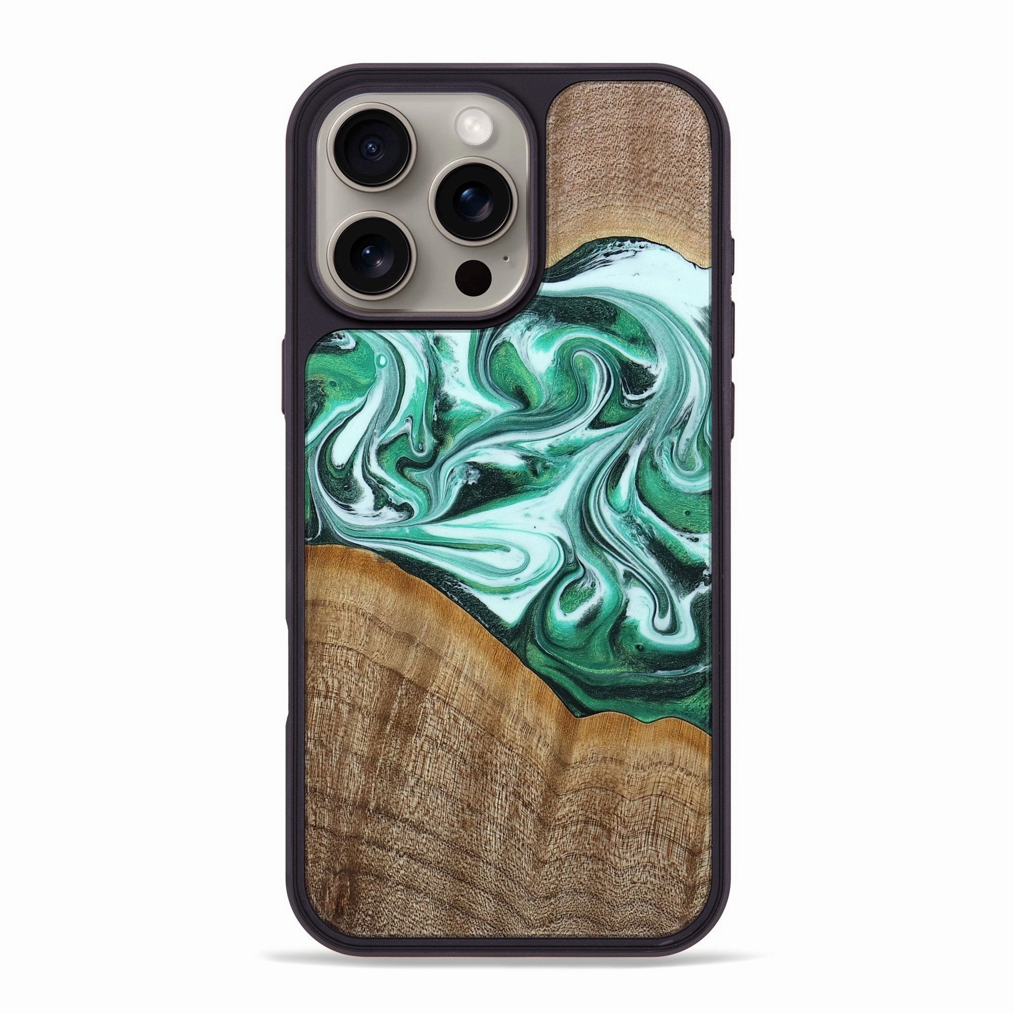 Iphone 16 Pro Max Wood Phone Case - Daren (Green, 772122) Drop Protection