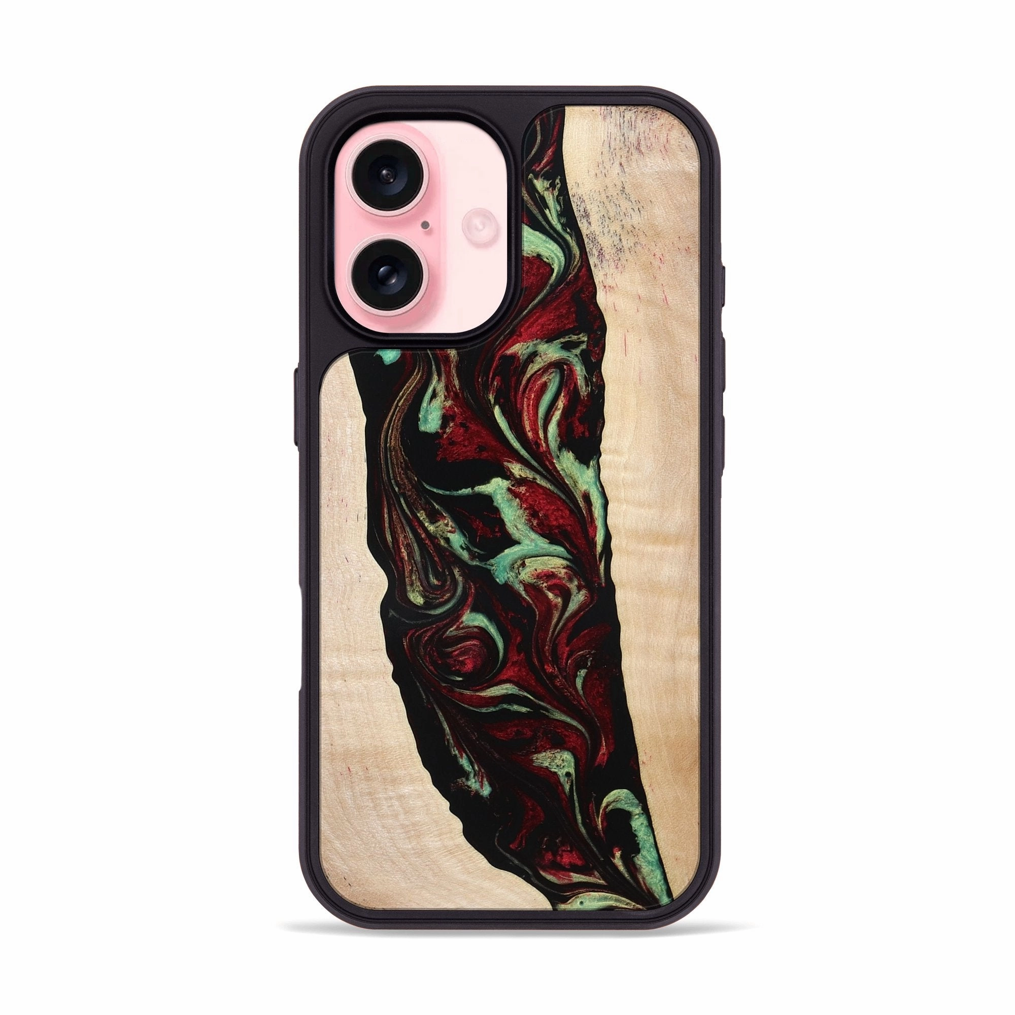 Iphone 16 Wood Phone Case - Sariah (Red, 775503) Screen Guard