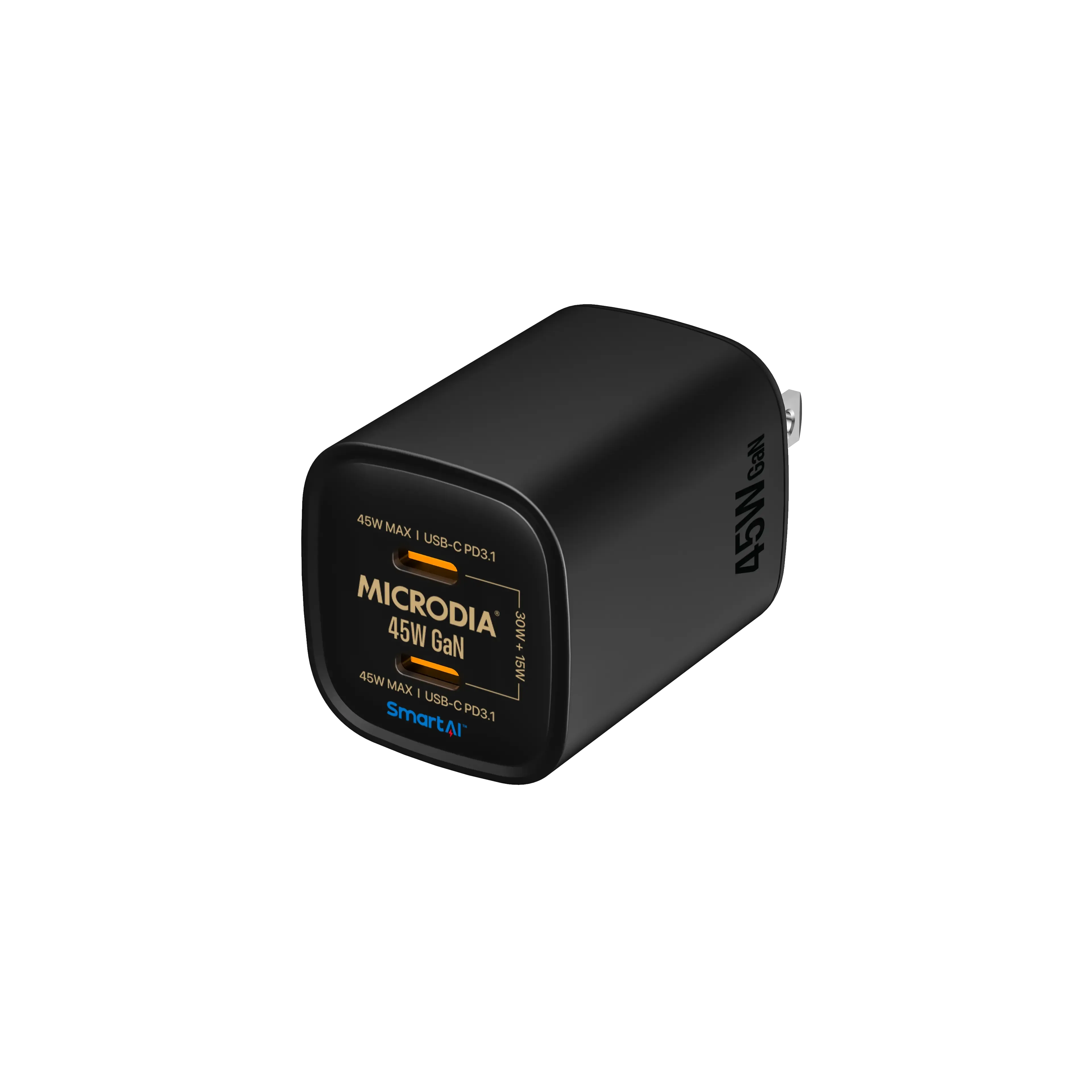 Microdia Smartcube Nano 45W Gan Pro Wall Charger, Dual Usb-C Pd3.0 Reliable Charger