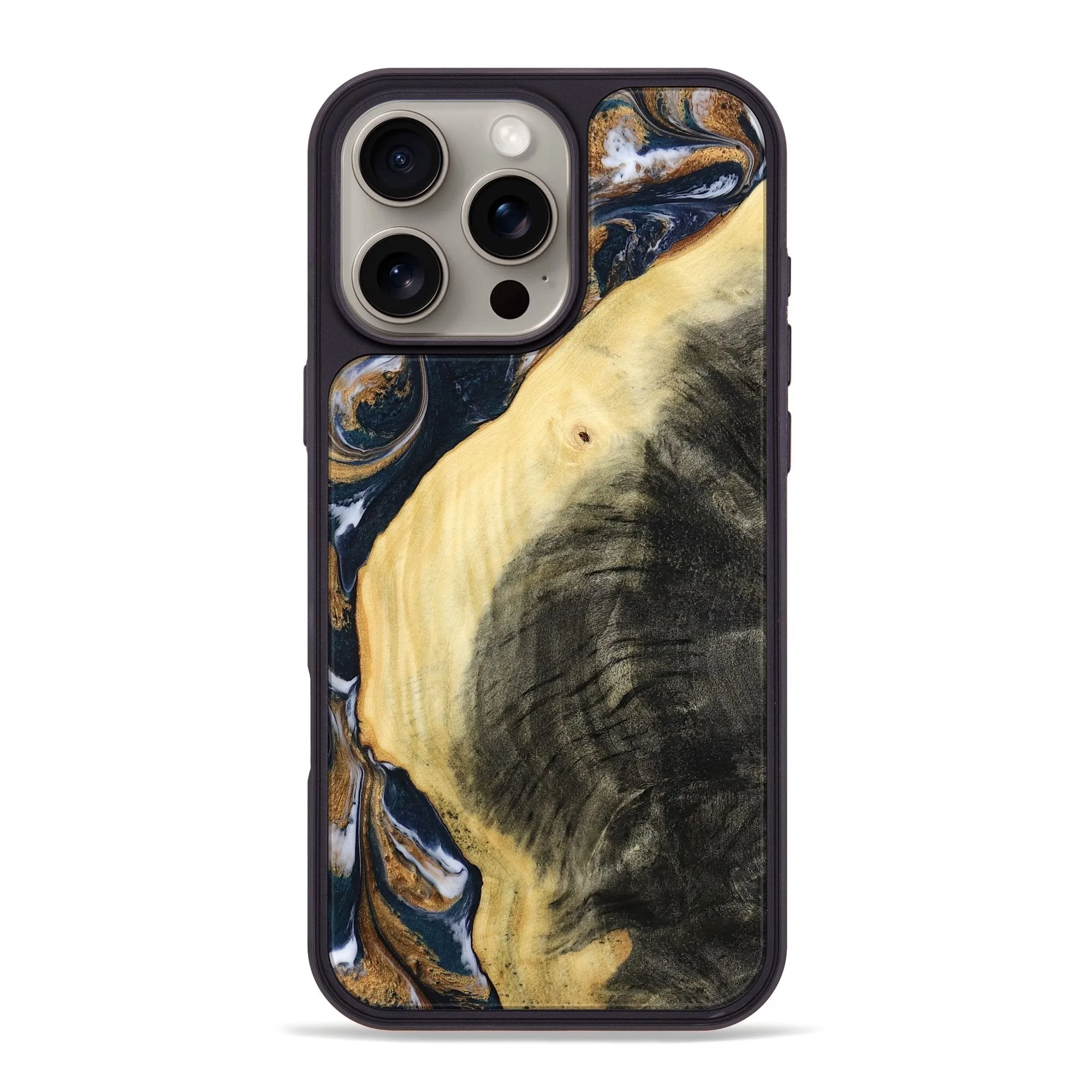 Iphone 16 Pro Max Wood Phone Case - Kelley (Teal & Gold, 779255) Anti Yellowing Film