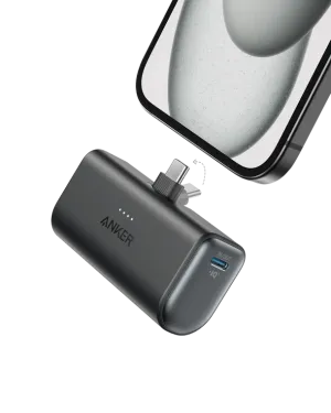 Anker Nano Power Bank (22.5W, Built-In Usb-C Connector) 5000Mah -Black Slim Travel Multiple Port