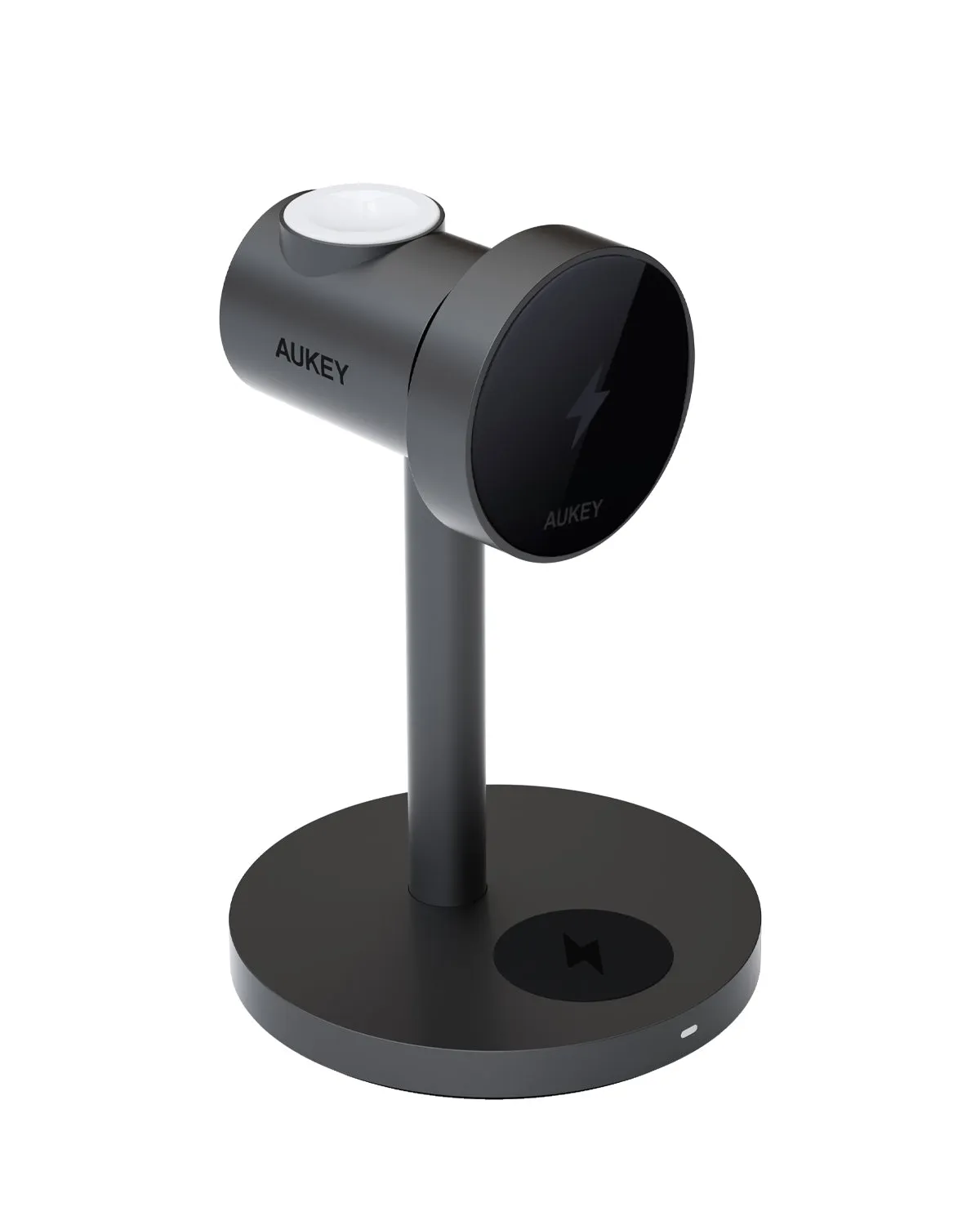 Wall Charger Aukey Lc-Mc311 Magfusion 3-In-1 Qi2 15W Magnetic Wireless Charger Mfi Certified