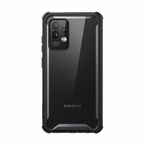 Galaxy A72 Ares Clear Rugged Case - Black Anti Fingerprint Shield