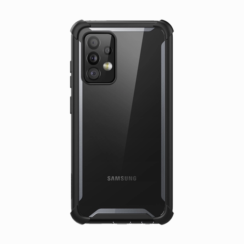 Galaxy A72 Ares Clear Rugged Case - Black Anti Fingerprint Shield