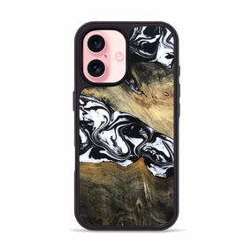 Iphone 16 Wood Phone Case - Kenyon (Black & White, 781630) Anti Scratch Coating Anti Glare Film