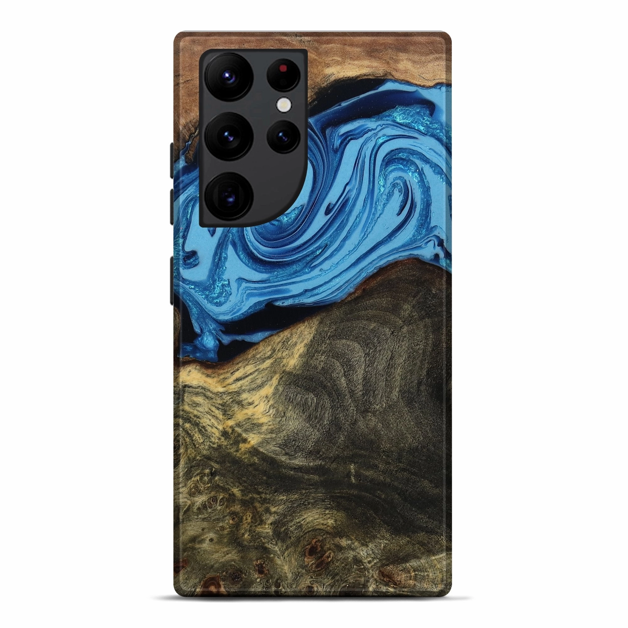 Fingerprint Resistant Screen Anti Finger Streak Galaxy S22 Ultra Wood Live Edge Phone Case - Derek (Blue, 779773)