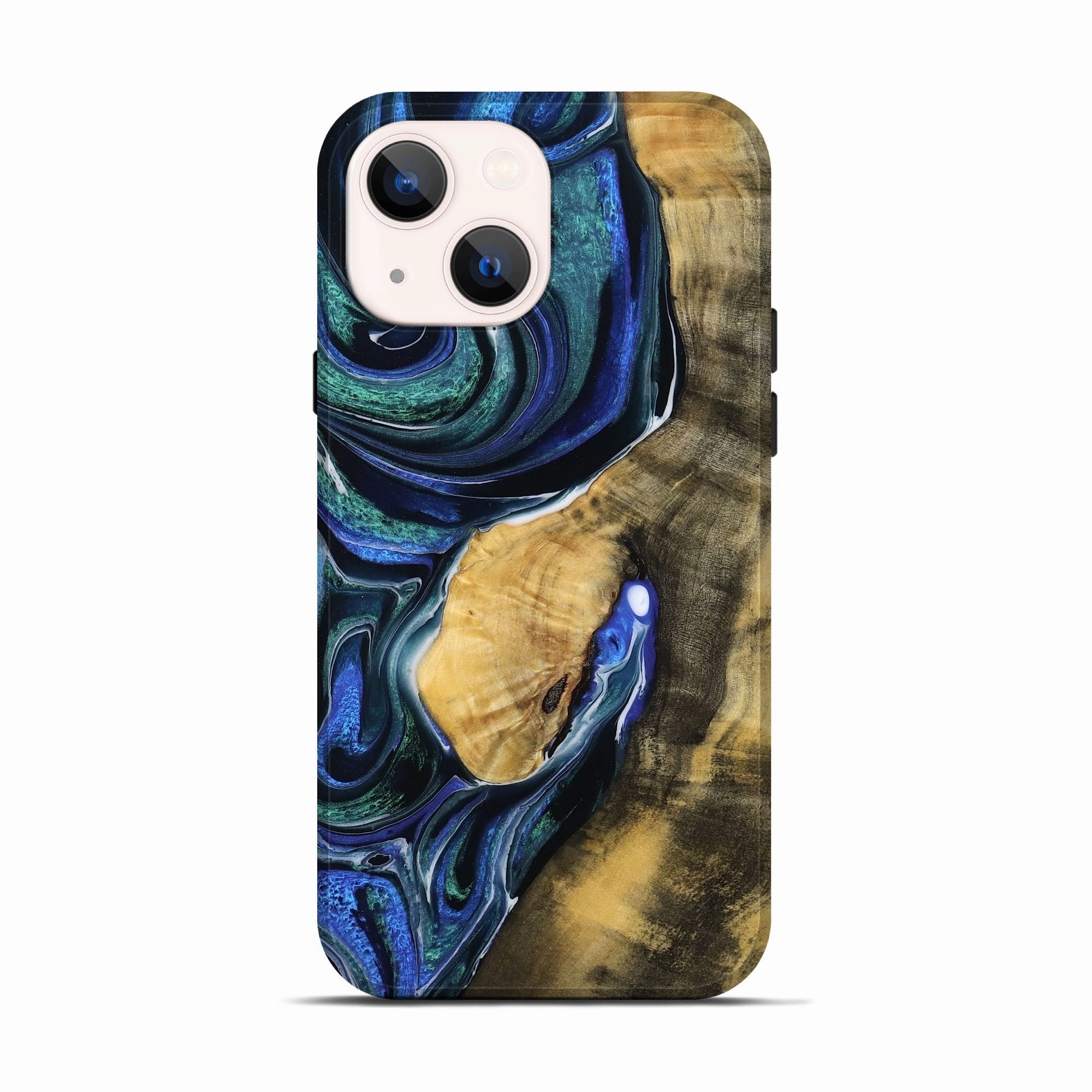 Iphone 13 Wood Live Edge Phone Case - Dortha (Blue, 778777) Anti Finger Grease Film