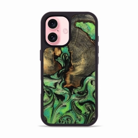 Iphone 16 Wood Phone Case - Davion (Green, 780035) Drop Protection Reinforced Corners