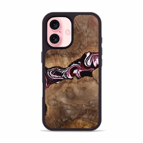 Iphone 16 Wood Phone Case - Shelley (Red, 770375) Anti Reflection Coating Anti Spy
