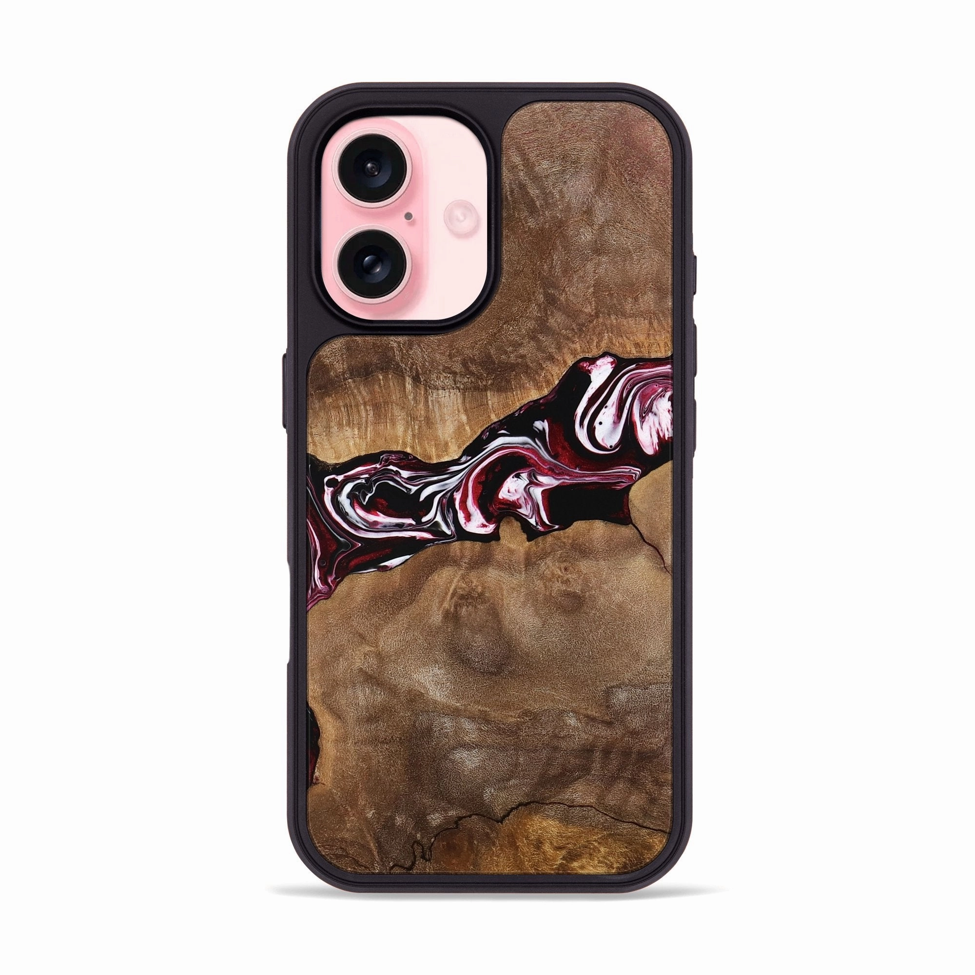 Iphone 16 Wood Phone Case - Shelley (Red, 770375) Anti Reflection Coating Anti Spy