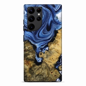 Anti Blue Light Galaxy S22 Ultra Wood Live Edge Phone Case - Dream (Blue, 781463)
