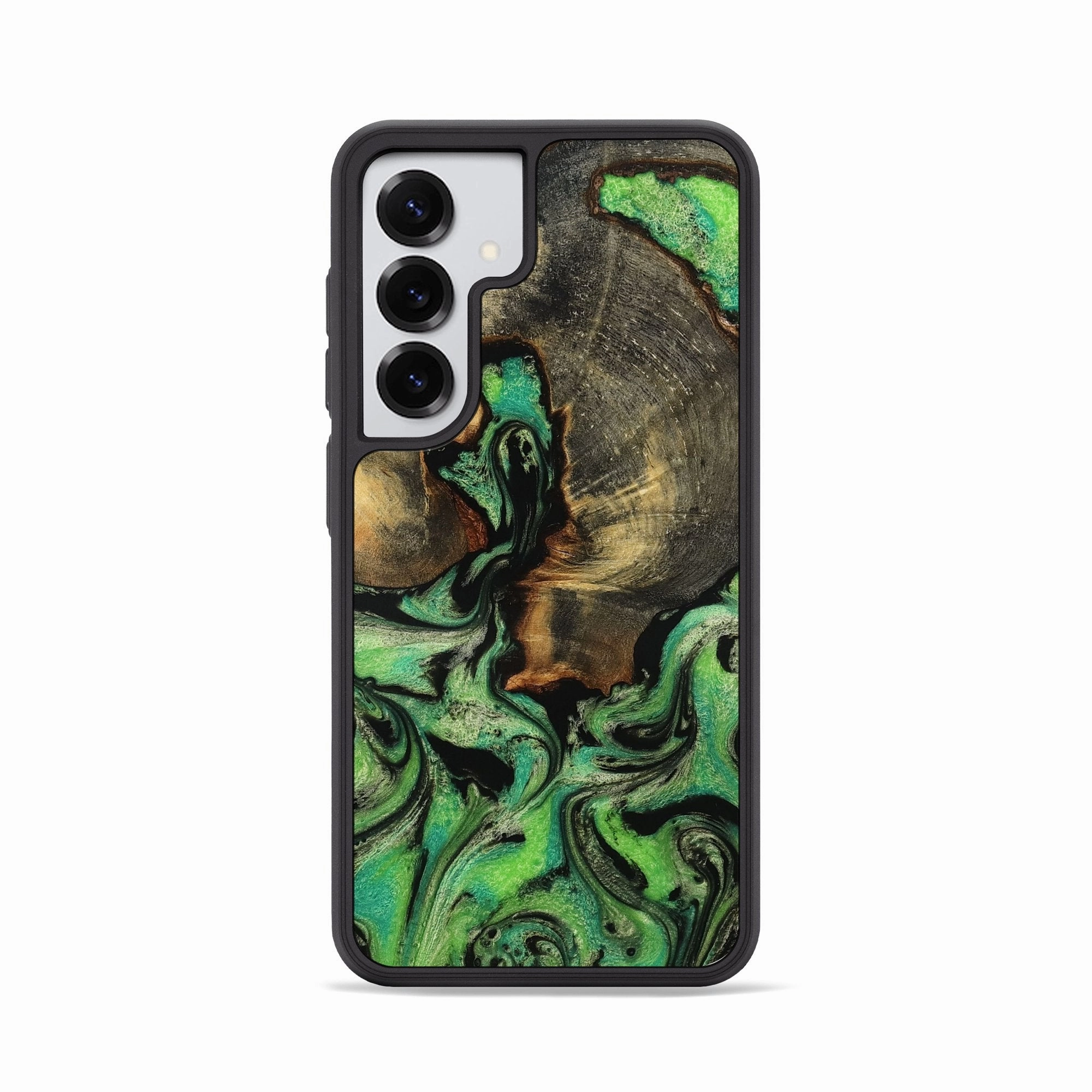 Galaxy S25 Wood Phone Case - Davion (Green, 780035) Anti Yellowing Smooth Touch Film