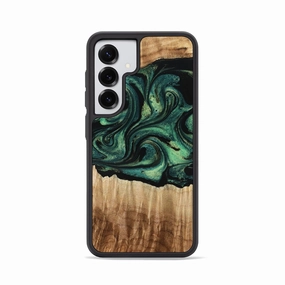 Fingerprint Repellent Drop Resistant Galaxy S25 Wood Phone Case - Orval (Green, 777770)