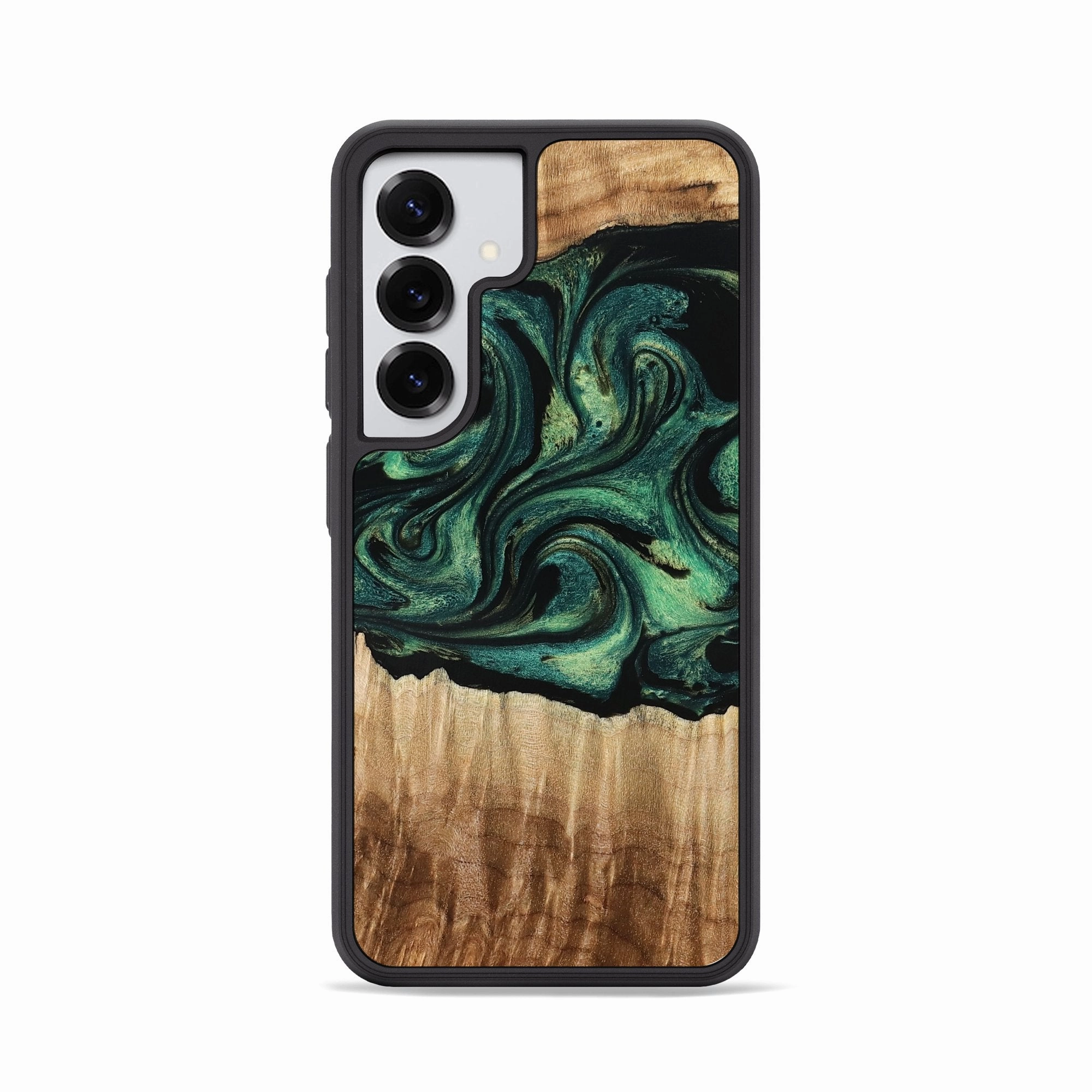 Fingerprint Repellent Drop Resistant Galaxy S25 Wood Phone Case - Orval (Green, 777770)