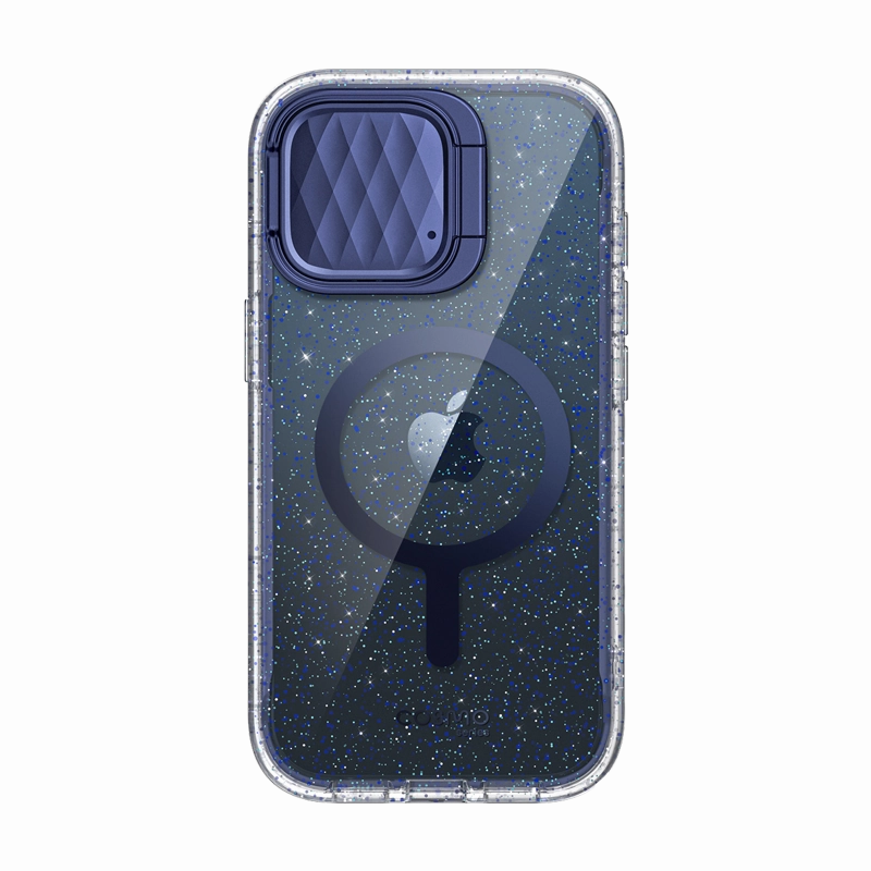 Iphone 15 Pro Cosmo Mag Case - Glitter Blue Fingerprint Repellent