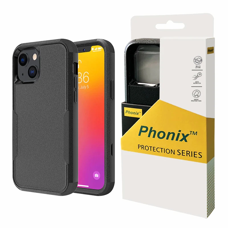 Bubble Free Phonix Case For Iphone 13 Black Armor (Heavy Duty) Case