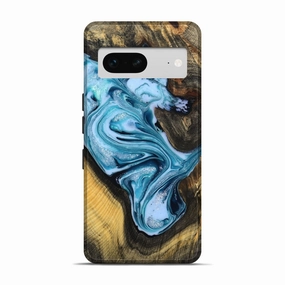 Rounded Edges Ultra Clear Pixel 7 Wood Live Edge Phone Case - Kiera (Blue, 780487)