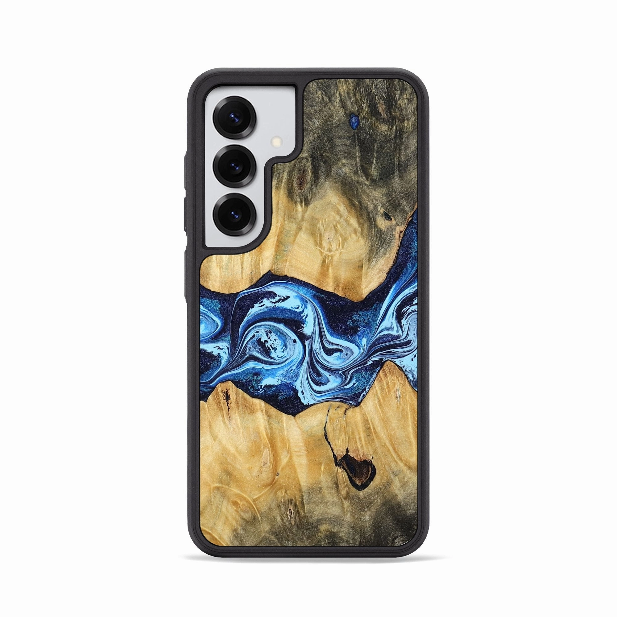 Galaxy S25 Wood Phone Case - Elle (Blue, 765316) Water Resistant Anti Fingerprint Coating