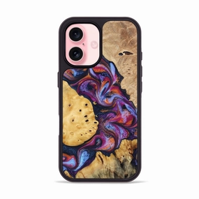 Iphone 16 Wood Phone Case - Ares (Blue, 775533) Fingerprint Resistant Screen Scratch Proof