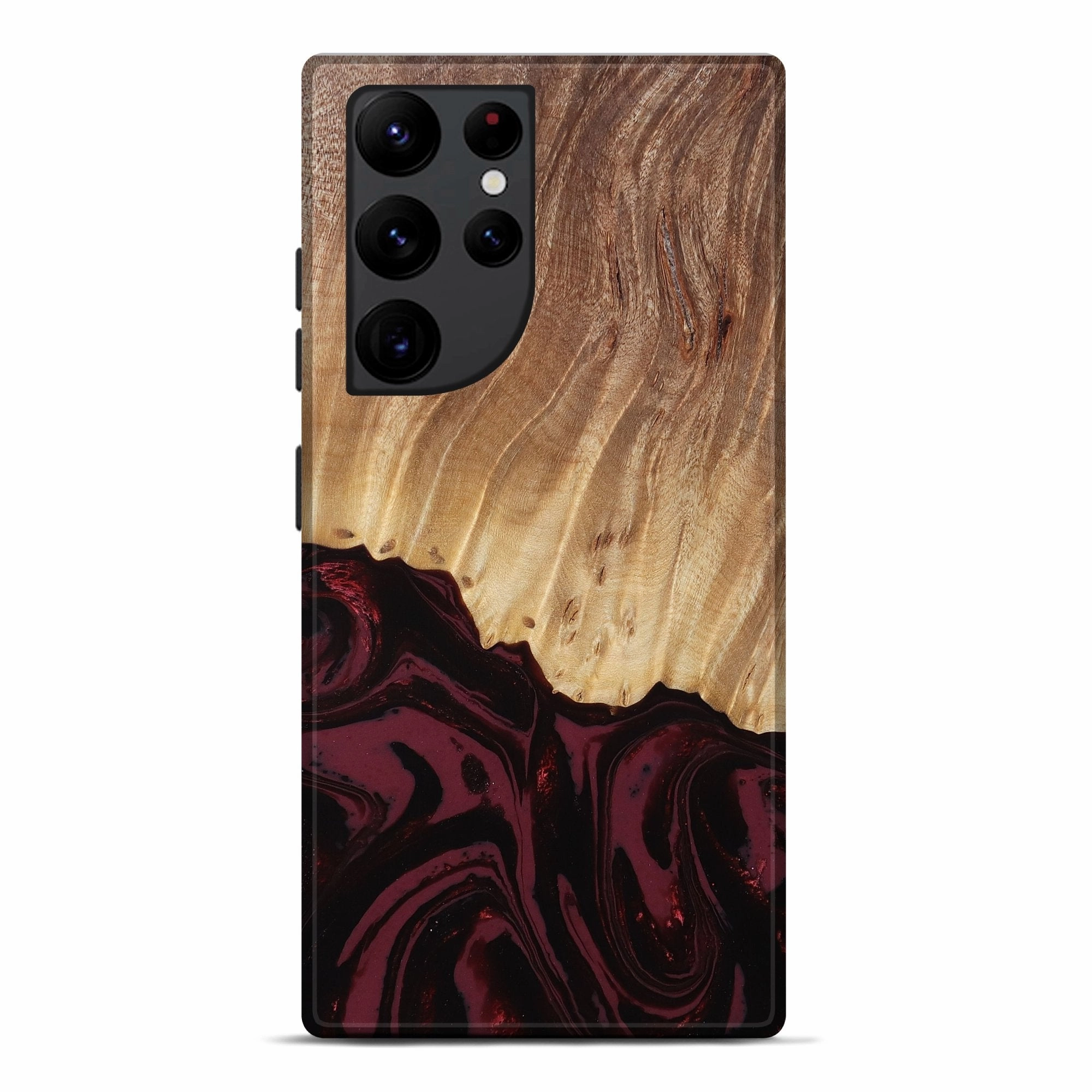 Galaxy S22 Ultra Wood Live Edge Phone Case - Candida (Red, 780480) Anti Fingerprint Shield Shock Absorption