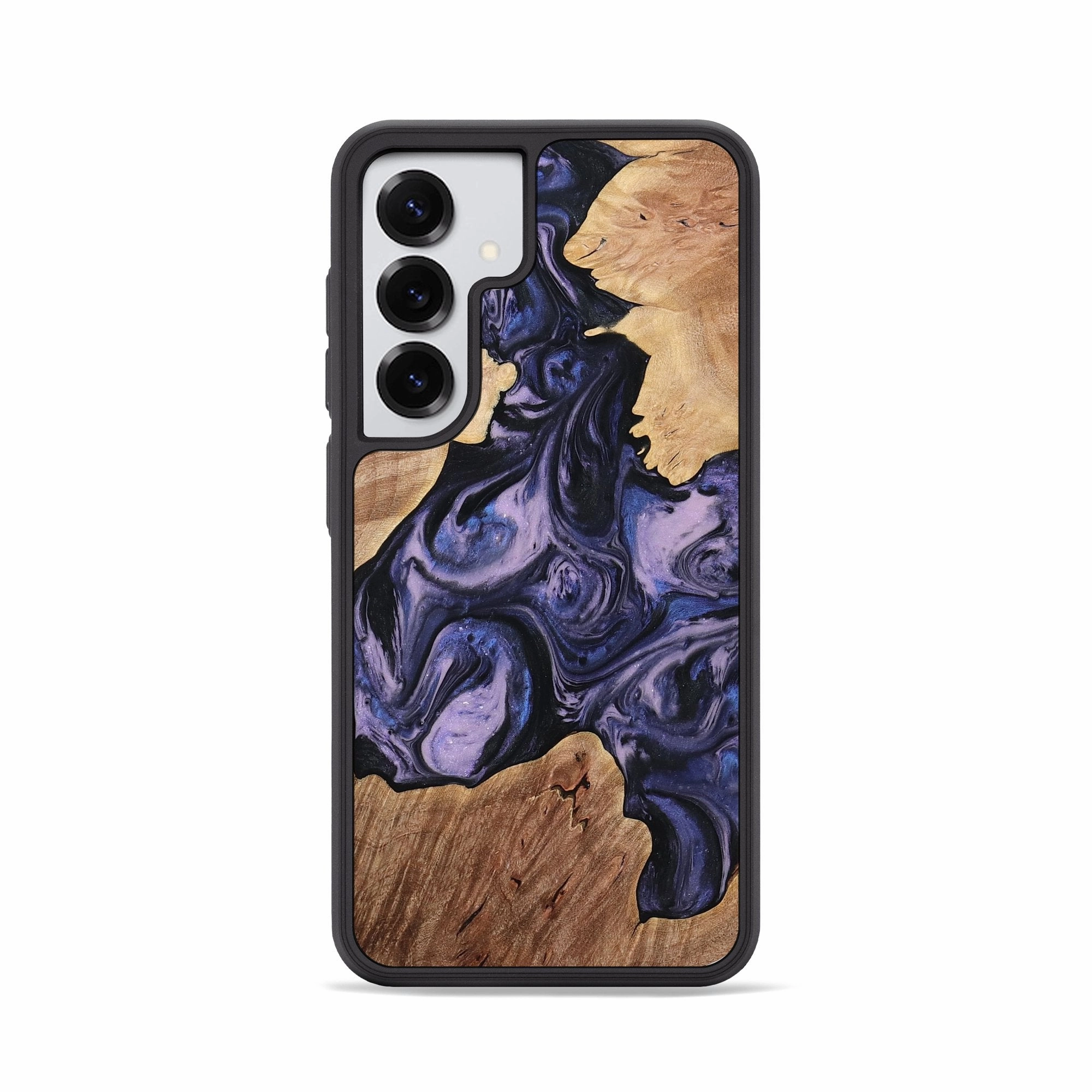 Galaxy S25 Wood Phone Case - Aleena (Blue, 764619) Anti Finger Smear Slim Screen Protector