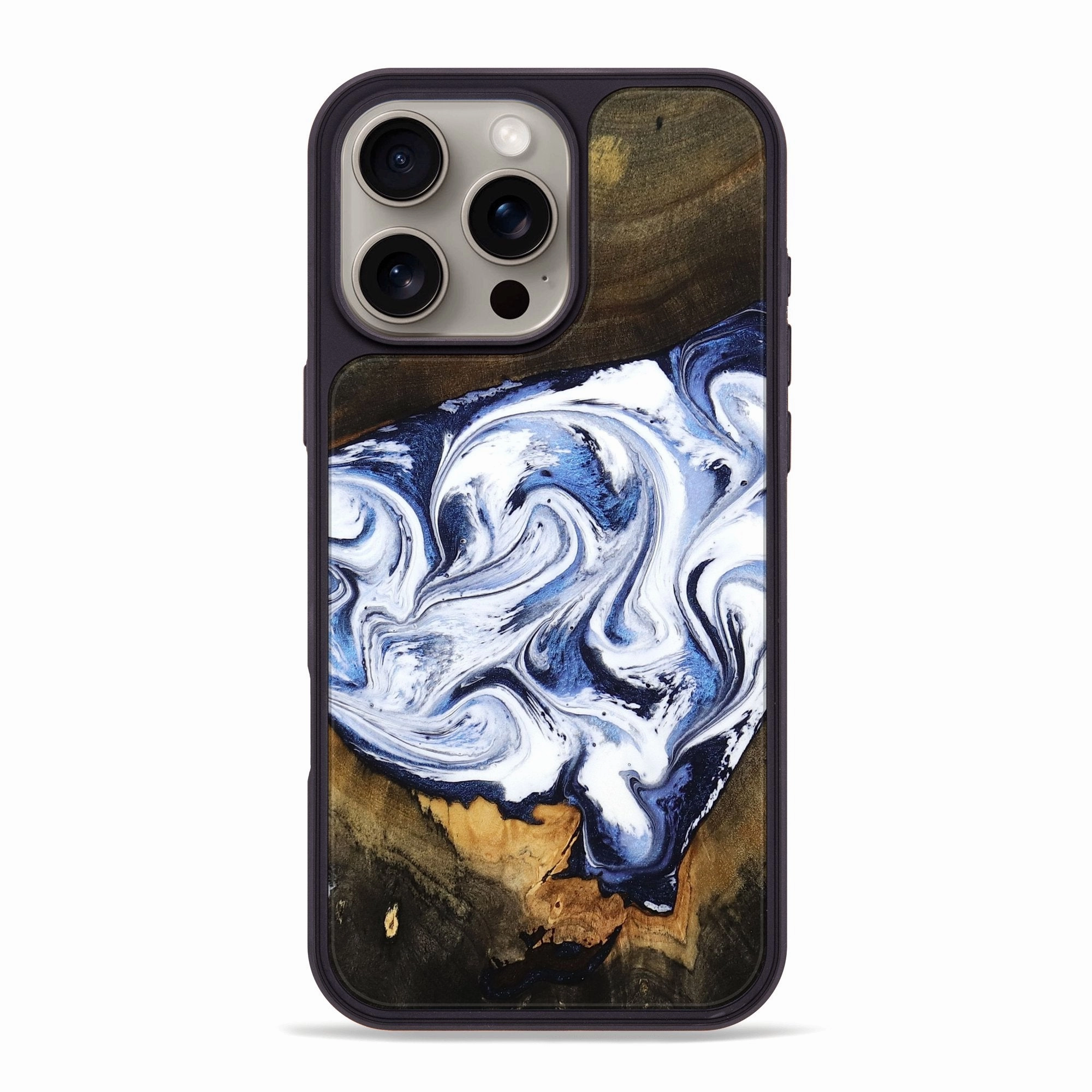 Iphone 16 Pro Max Wood Phone Case - Kaylani (Blue, 760788) Anti Glare