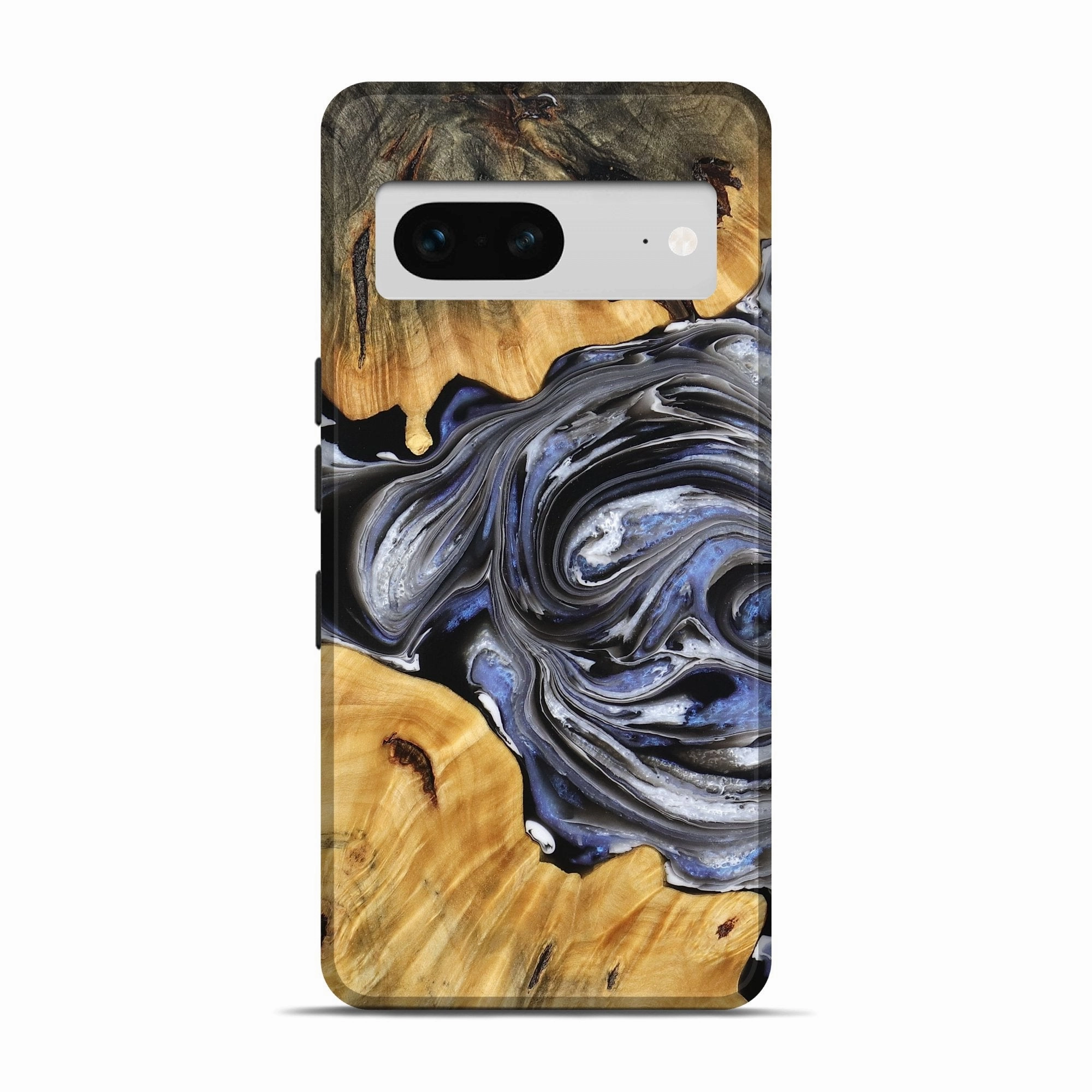 Crystal Clear Pixel 7 Wood Live Edge Phone Case - Avani (Black & White, 778175)