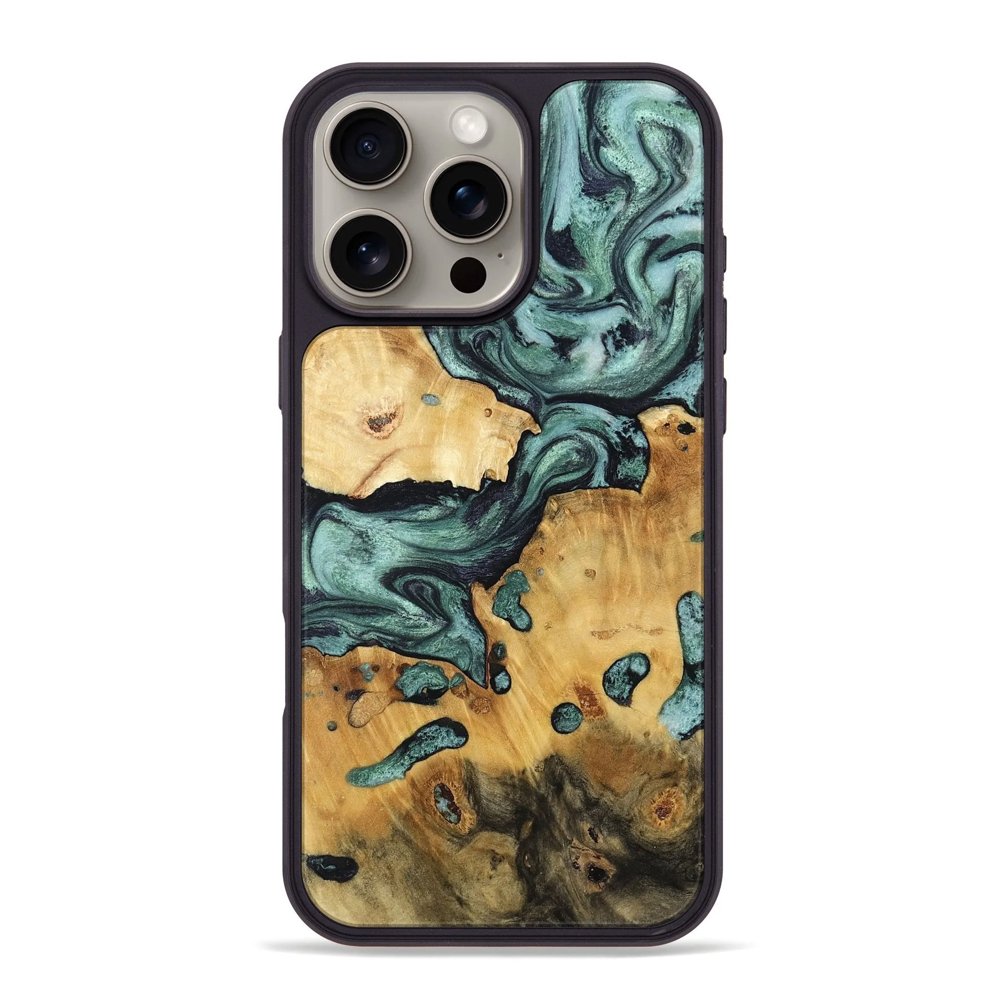 Iphone 16 Pro Max Wood Phone Case - Eric (Green, 781770) Crystal Clear Screen Anti Fingerprint Screen
