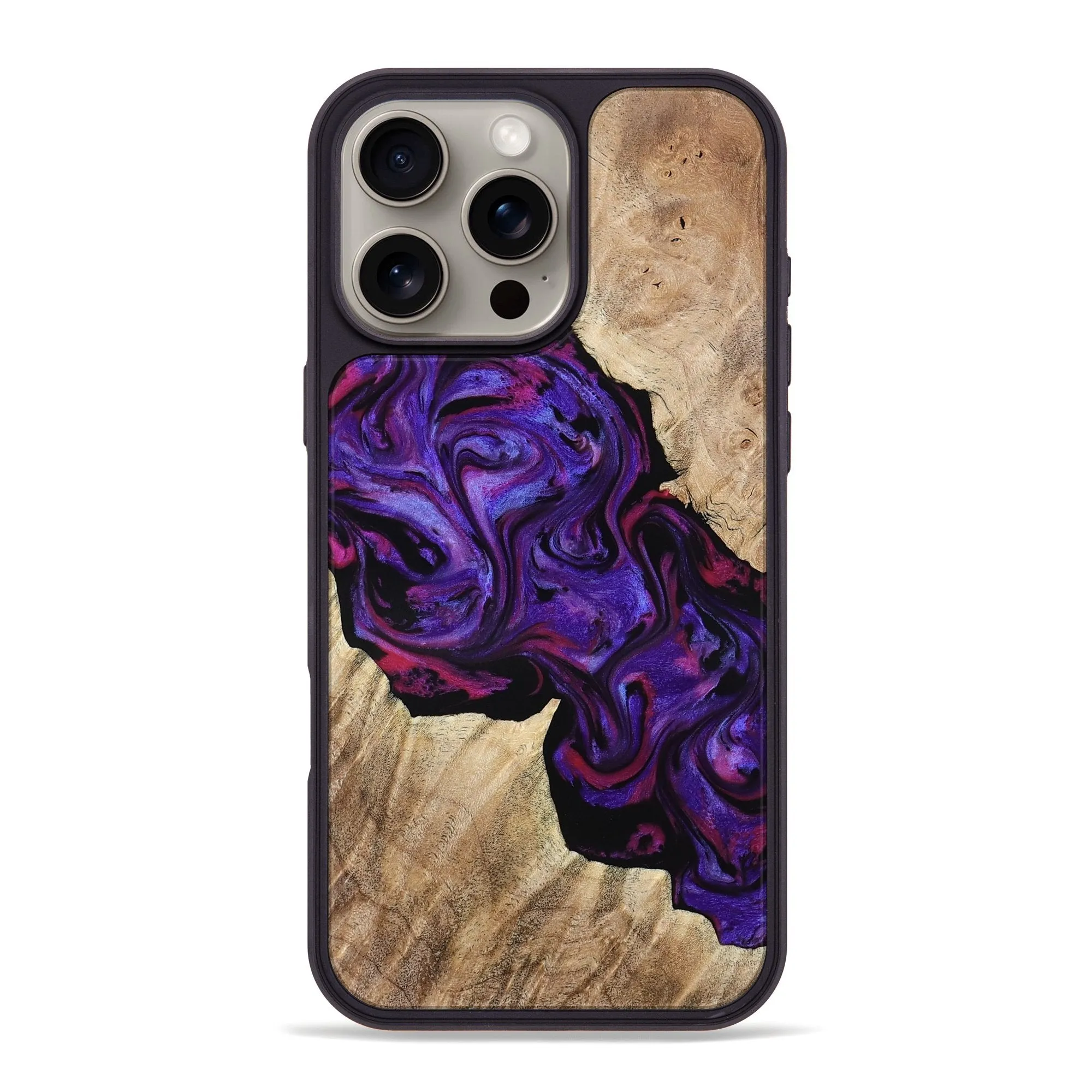Raised Edges Iphone 16 Pro Max Wood Phone Case - Kelsea (Purple, 780156)