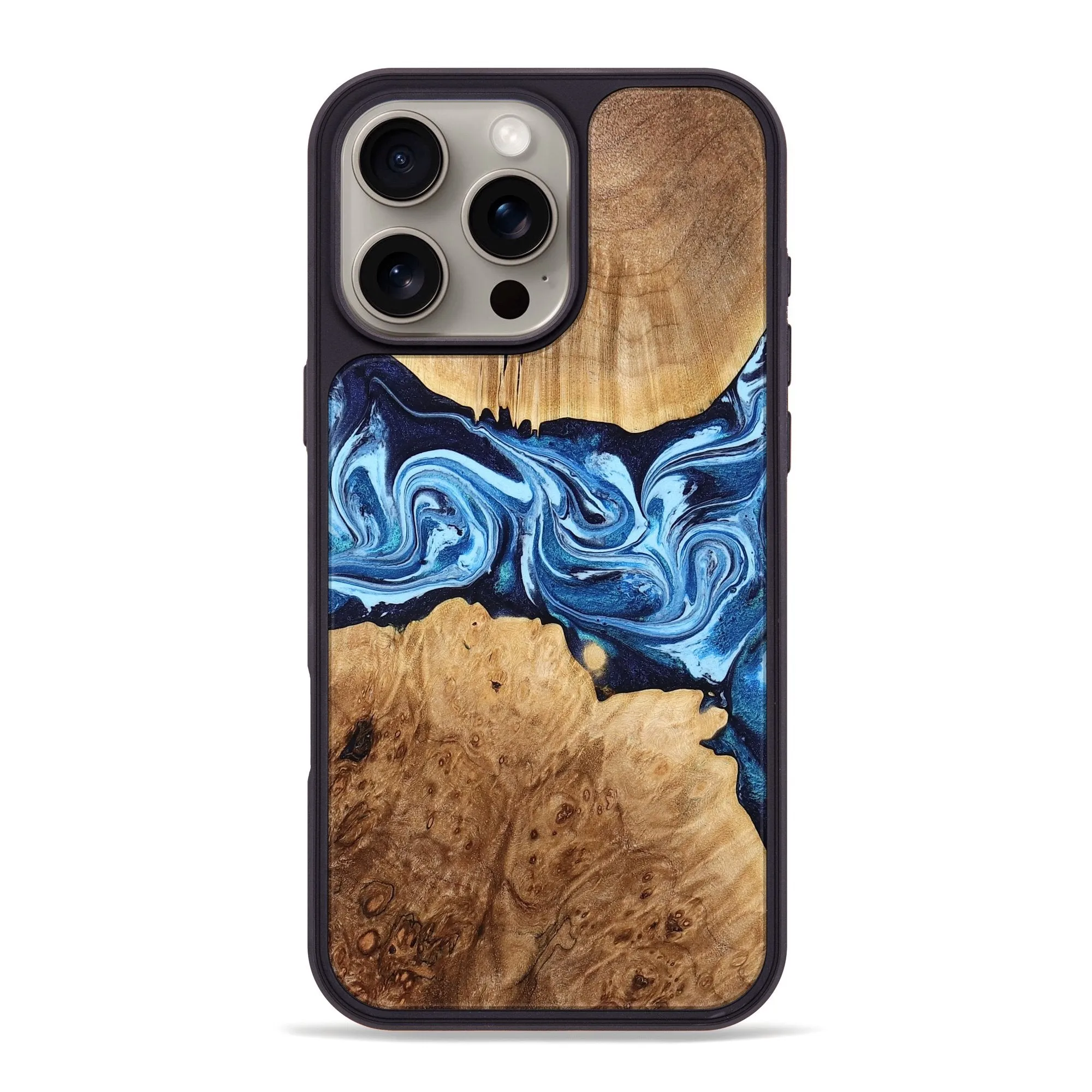 Anti Fingerprint Coating Smooth Surface Iphone 16 Pro Max Wood Phone Case - Tricia (Blue, 779468)