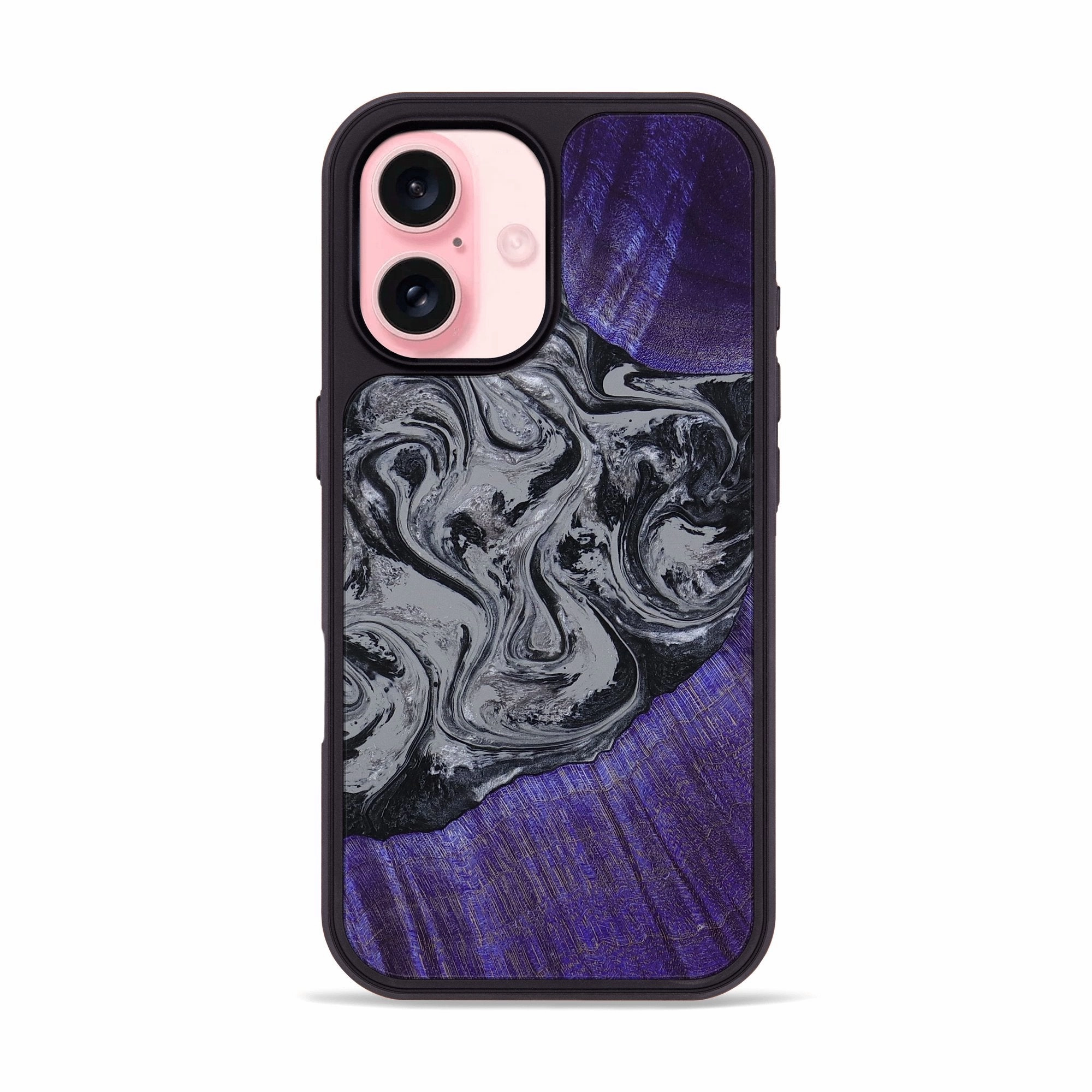 Anti Scratch Coating Anti Finger Smudge Iphone 16 Wood Phone Case - Jaidyn (Black & White, 779566)