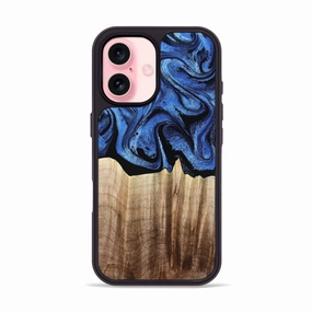 Iphone 16 Wood Phone Case - Neo (Blue, 780062) Shockproof