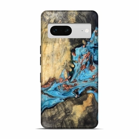 Pixel 7 Wood Live Edge Phone Case - Cortez (Teal & Gold, 781031) Anti Finger Smudge Film