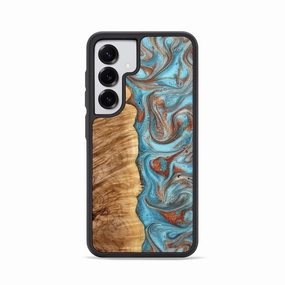Galaxy S25 Wood Phone Case - Elian (Teal & Gold, 776551) Anti Scratch Screen