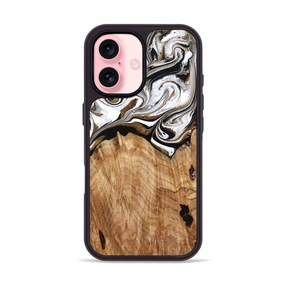 Anti Scratch Coating Iphone 16 Wood Phone Case - Leonel (Black & White, 777999)