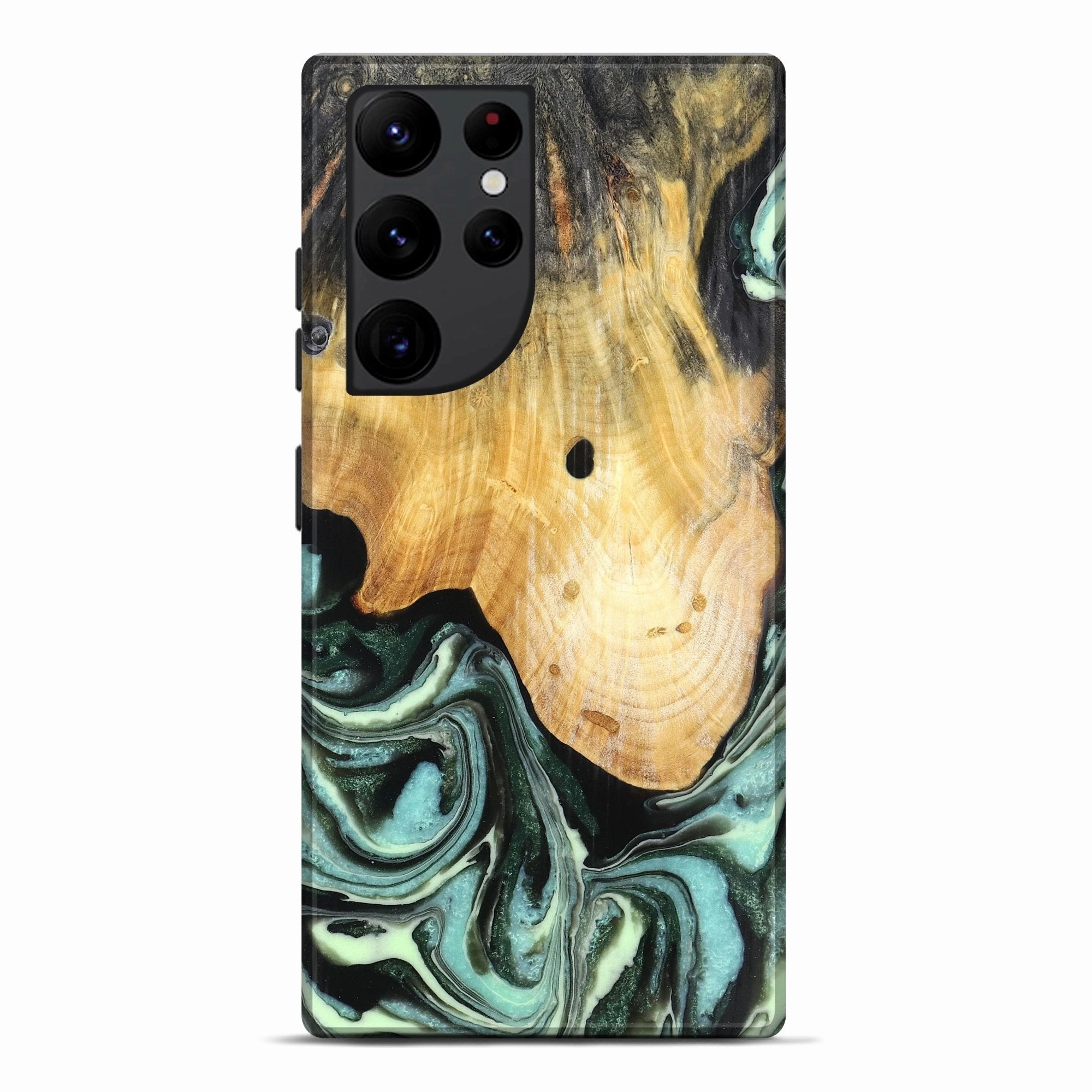 Galaxy S22 Ultra Wood Live Edge Phone Case - Curtis (Green, 781025) Shock Absorption Shock Absorbing