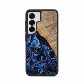 Galaxy S25 Wood Phone Case - Marcy (Blue, 773437) Ultra Slim Protector Anti Finger Oil