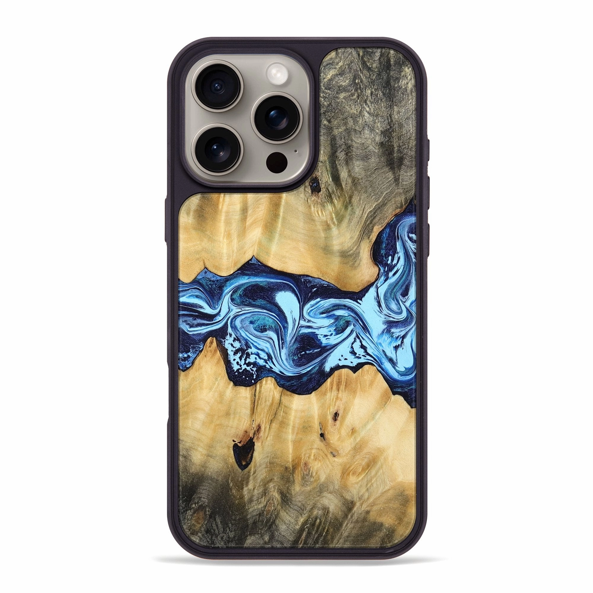 Iphone 16 Pro Max Wood Phone Case - Rosalie (Blue, 765329) Crystal Clear