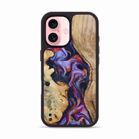Iphone 16 Wood Phone Case - Jaiden (Blue, 780349) Anti Fingerprint Coating Anti Finger Grease Film