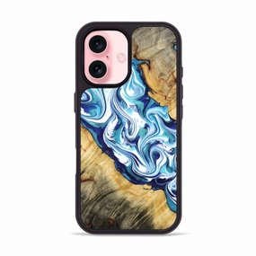 Anti Dust Film Iphone 16 Wood Phone Case - Tiara (Blue, 778709)