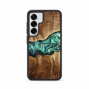 Galaxy S25 Wood Phone Case - Barton (Green, 777919) Raised Edges Tempered Screen Protector