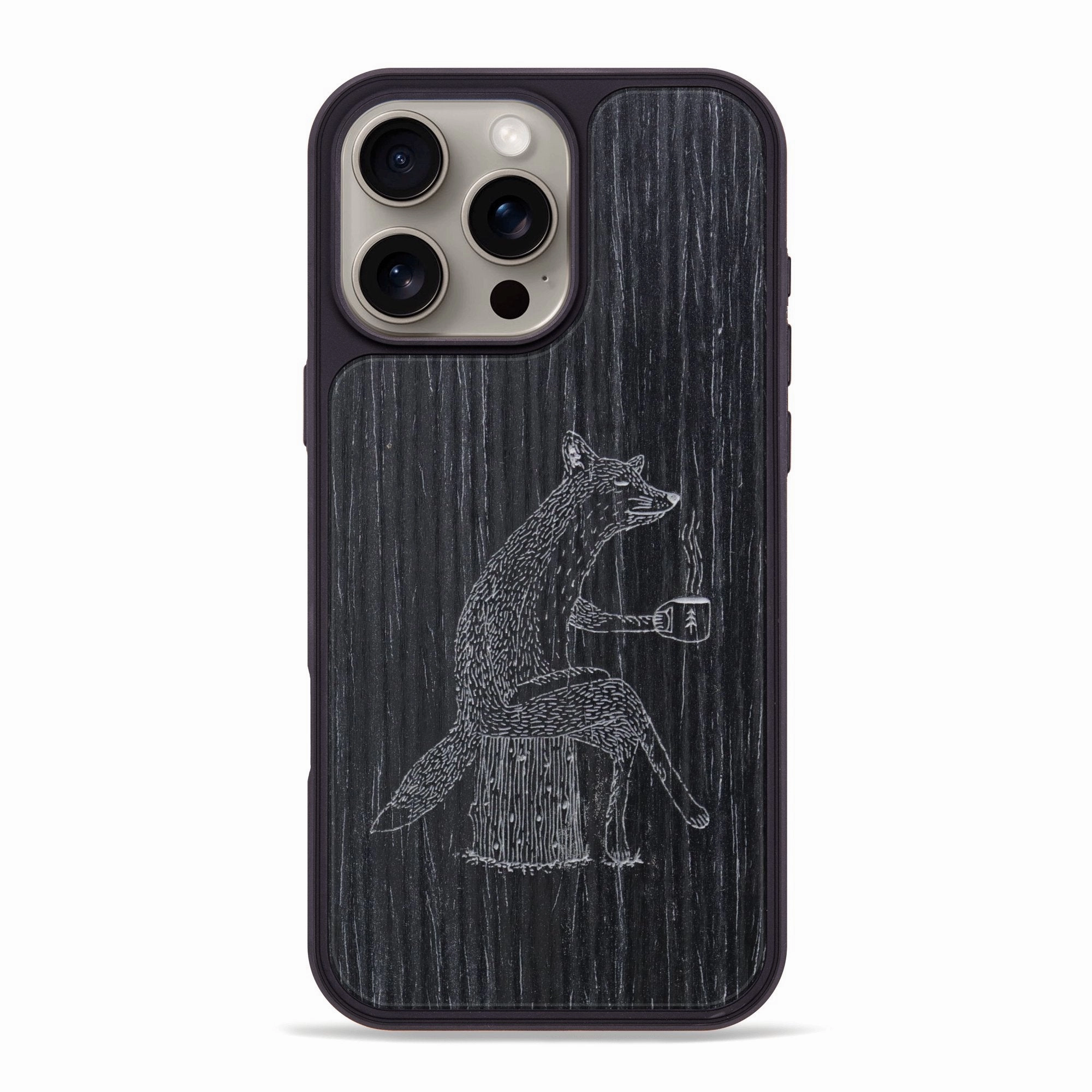 Iphone 16 Pro Max Wood Phone Case - Fox - Ebony (Curated) Ultra Thin