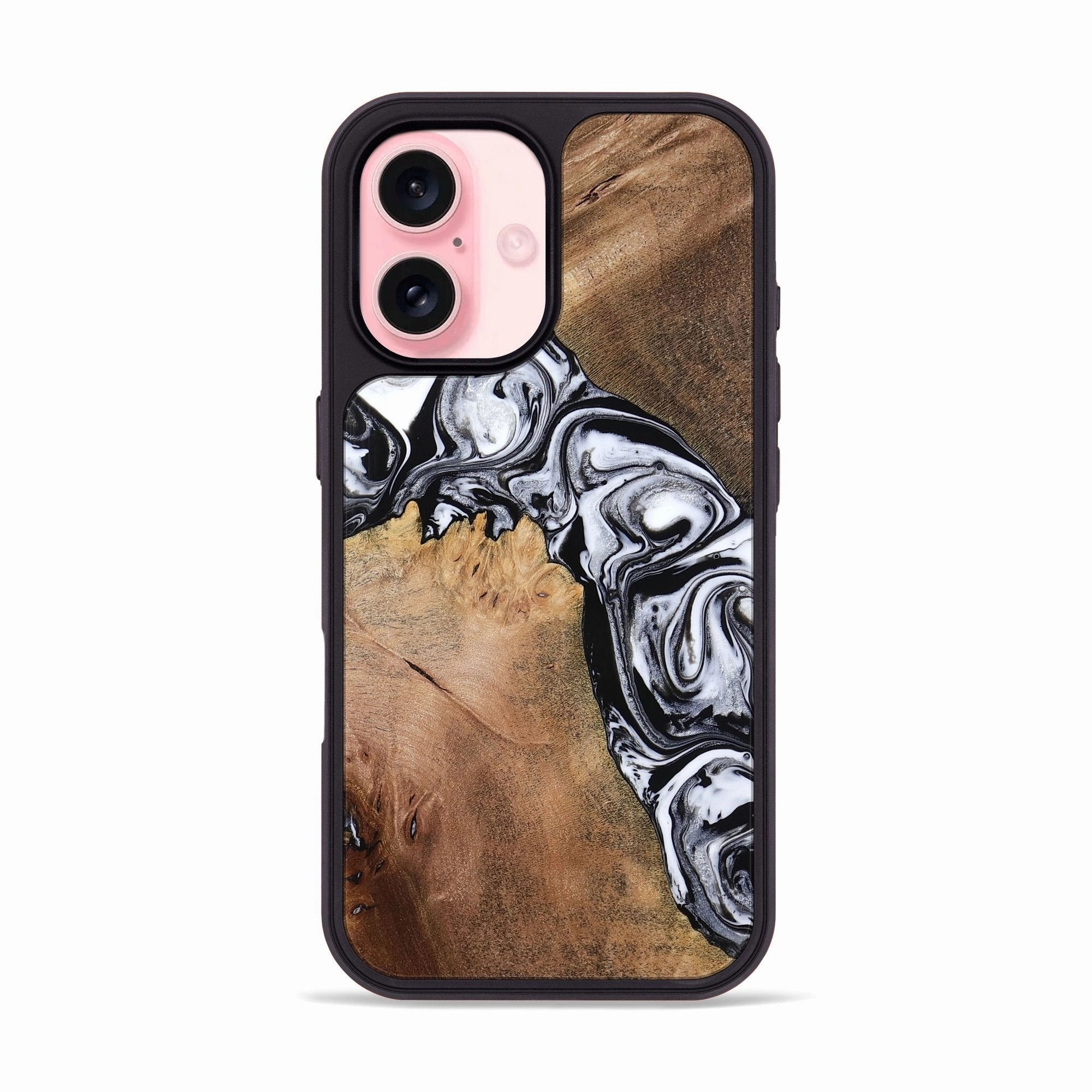 Iphone 16 Wood Phone Case - Frank (Black & White, 770182) Anti Fingerprint Shield
