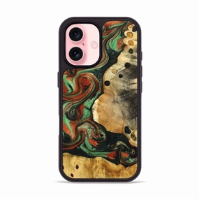 Reinforced Corners Iphone 16 Wood Phone Case - Jay (Green, 776649)